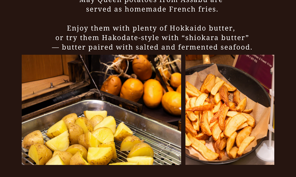 Enjoy them with plenty of Hokkaido butter, or try them Hakodate-style with “shiokara butter” — butter paired with salted and fermented seafood.